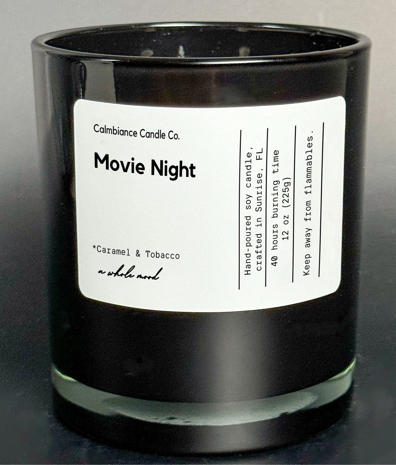 Movie Night | Caramel & Tobacco Scented Soy Wax Candle