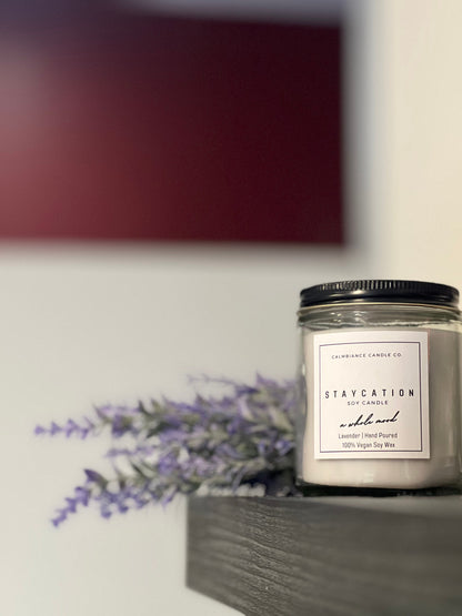 Staycation | Lavender & Eucalyptus Scented Soy Wax Candle