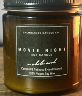 Movie Night | Caramel & Tobacco Scented Soy Wax Candle